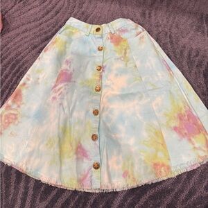 Cute girls denim tie dye a line skirt